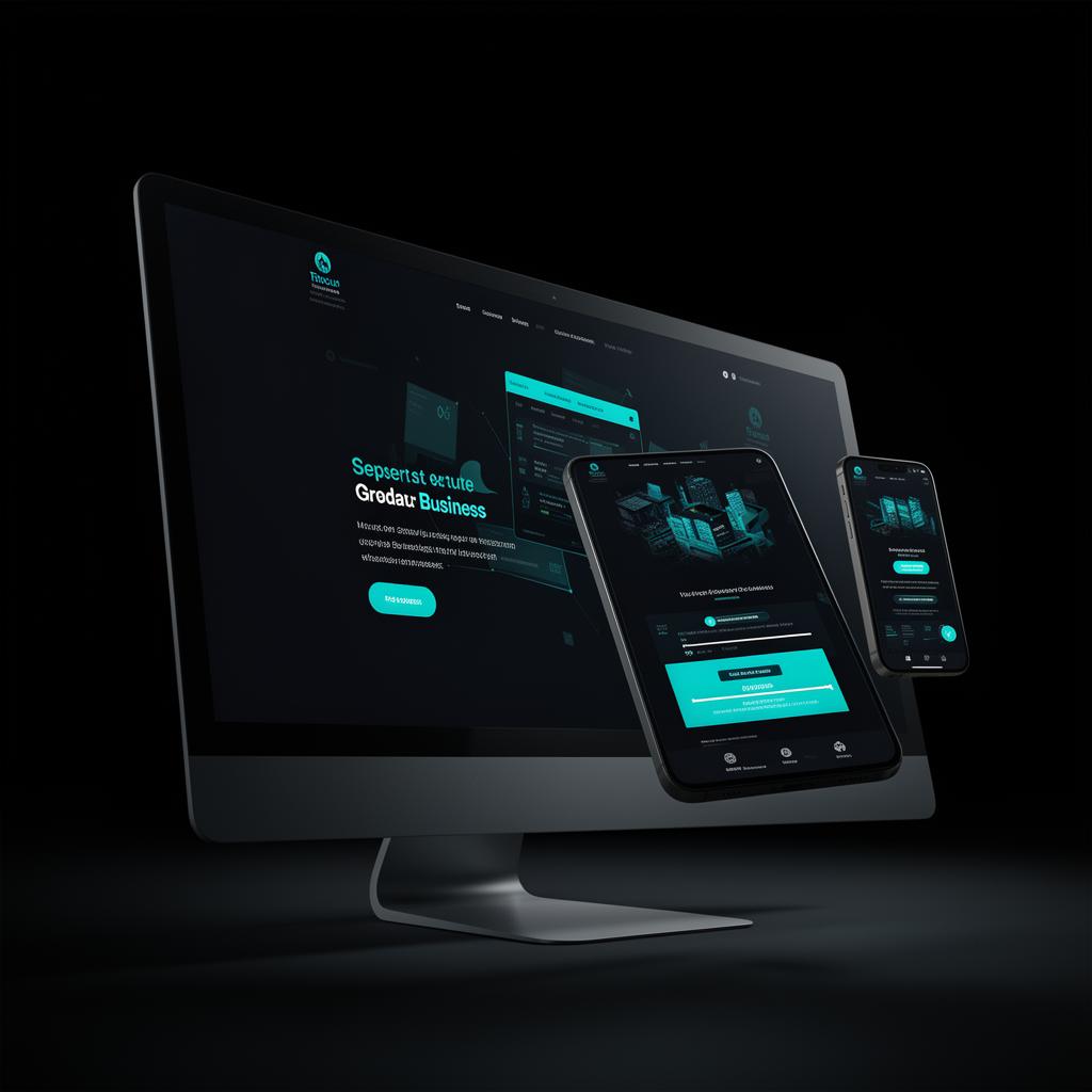 Mockup de página web profesional en escritorio y móvil